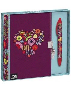 Diario con candado boligrafo FOLK 2